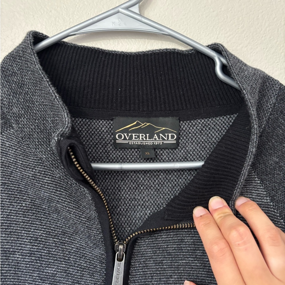 Overland Gray and Black Zip Up Sweater